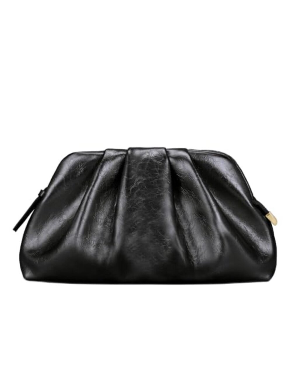 Shiny PU Leather Pleated Evening Clutch Bag with Shoulder Strap for Wedding Prom